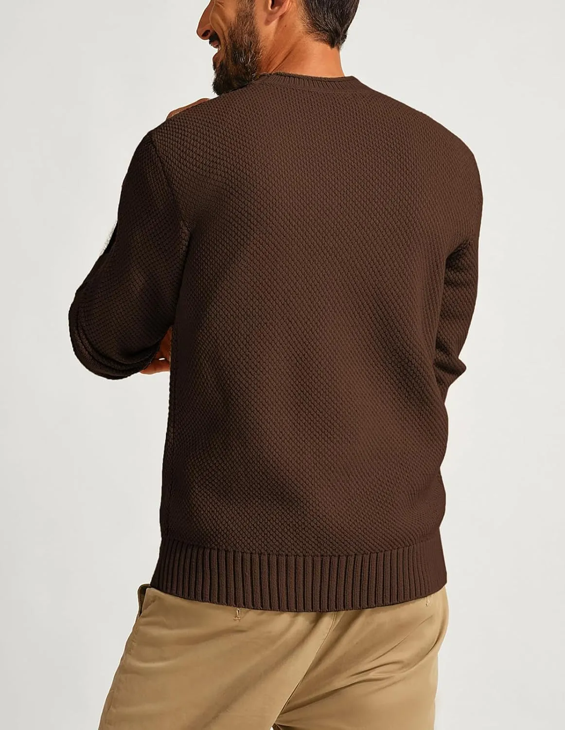 PJ PAUL JONES Men's Crewneck Pullover Sweater Casual Thick Weave Textured Sweaters