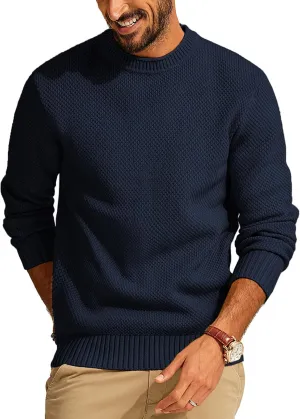 PJ PAUL JONES Men's Crewneck Pullover Sweater Casual Thick Weave Textured Sweaters