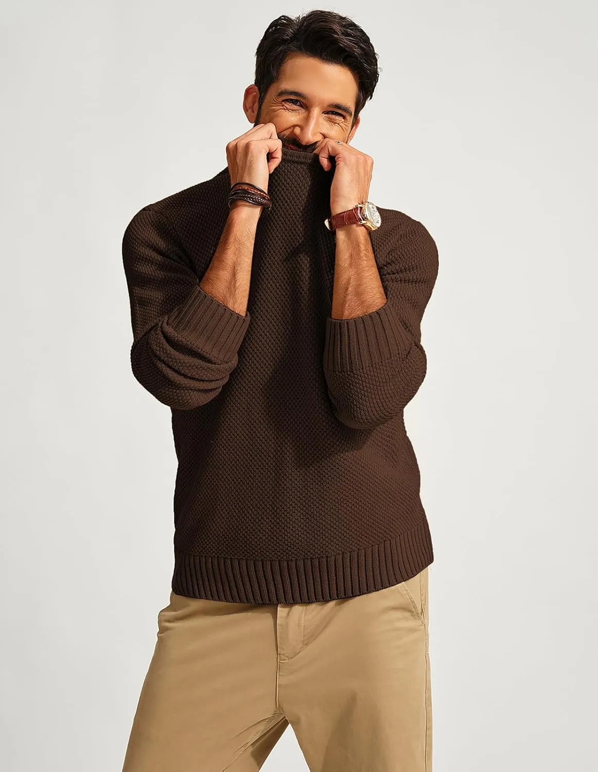 PJ PAUL JONES Men's Crewneck Pullover Sweater Casual Thick Weave Textured Sweaters
