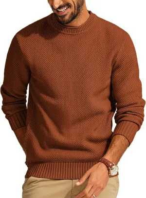 PJ PAUL JONES Men's Crewneck Pullover Sweater Casual Thick Weave Textured Sweaters