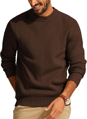 PJ PAUL JONES Men's Crewneck Pullover Sweater Casual Thick Weave Textured Sweaters