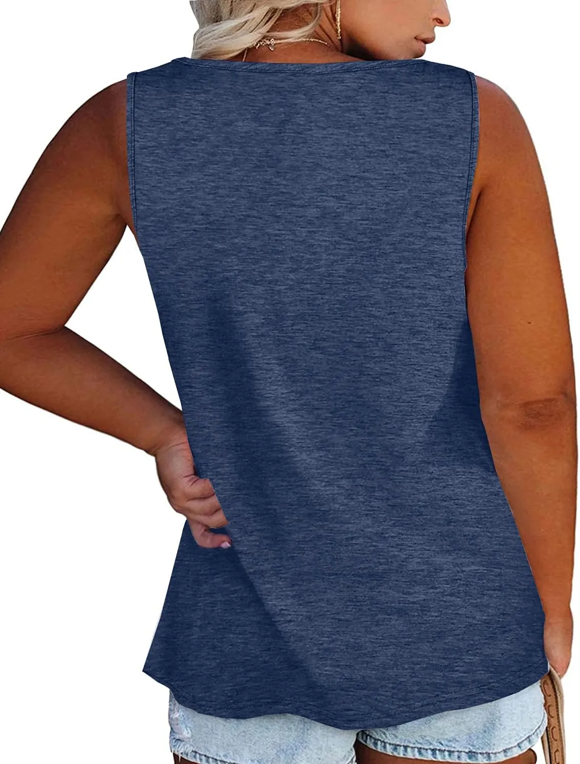 Plus Size Tank Tops for Women Summer Sleeveless Henley T-Shirts Tops Casual Print Tee Tunics Shirts