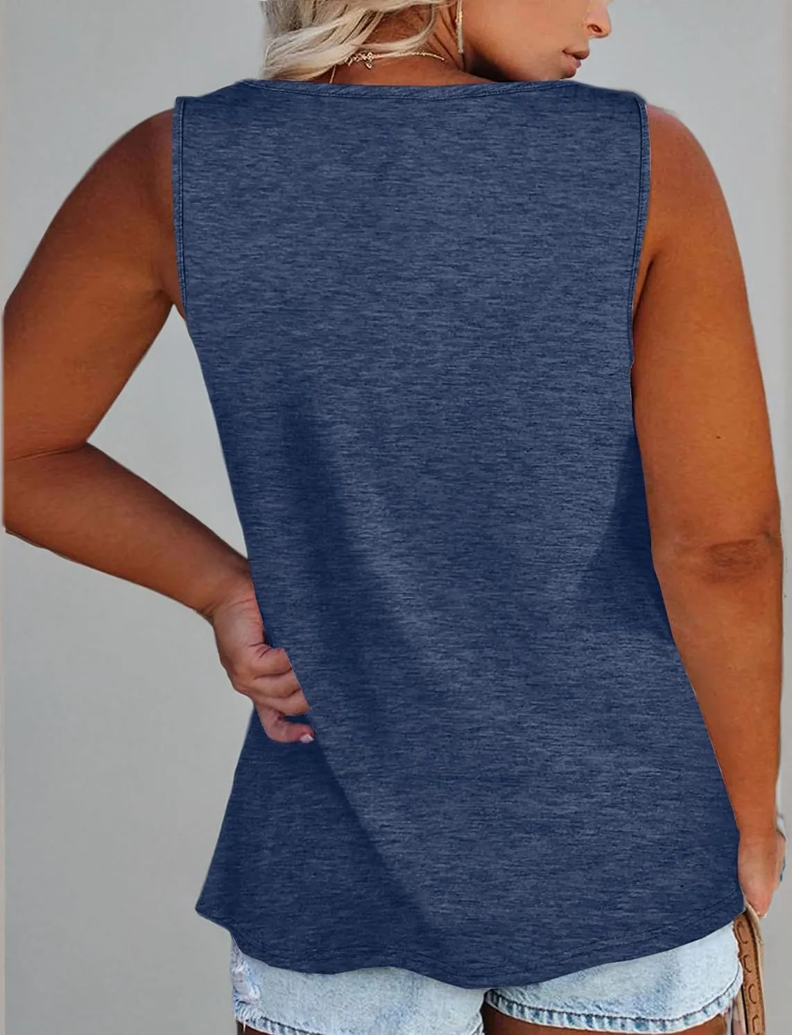 Plus Size Tank Tops for Women Summer Sleeveless Henley T-Shirts Tops Casual Print Tee Tunics Shirts