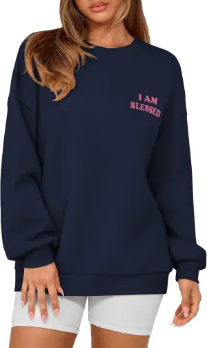PRETTYGARDEN Women's Fall Fashion Oversized Sweatshirts Casual Crewneck Long Sleeve Graphic Pullover Tops Shirt