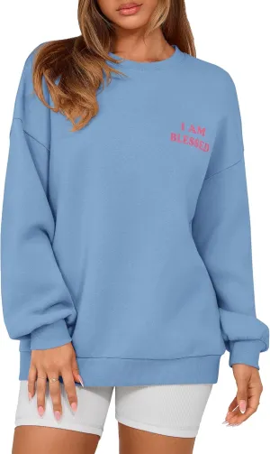 PRETTYGARDEN Women's Fall Fashion Oversized Sweatshirts Casual Crewneck Long Sleeve Graphic Pullover Tops Shirt