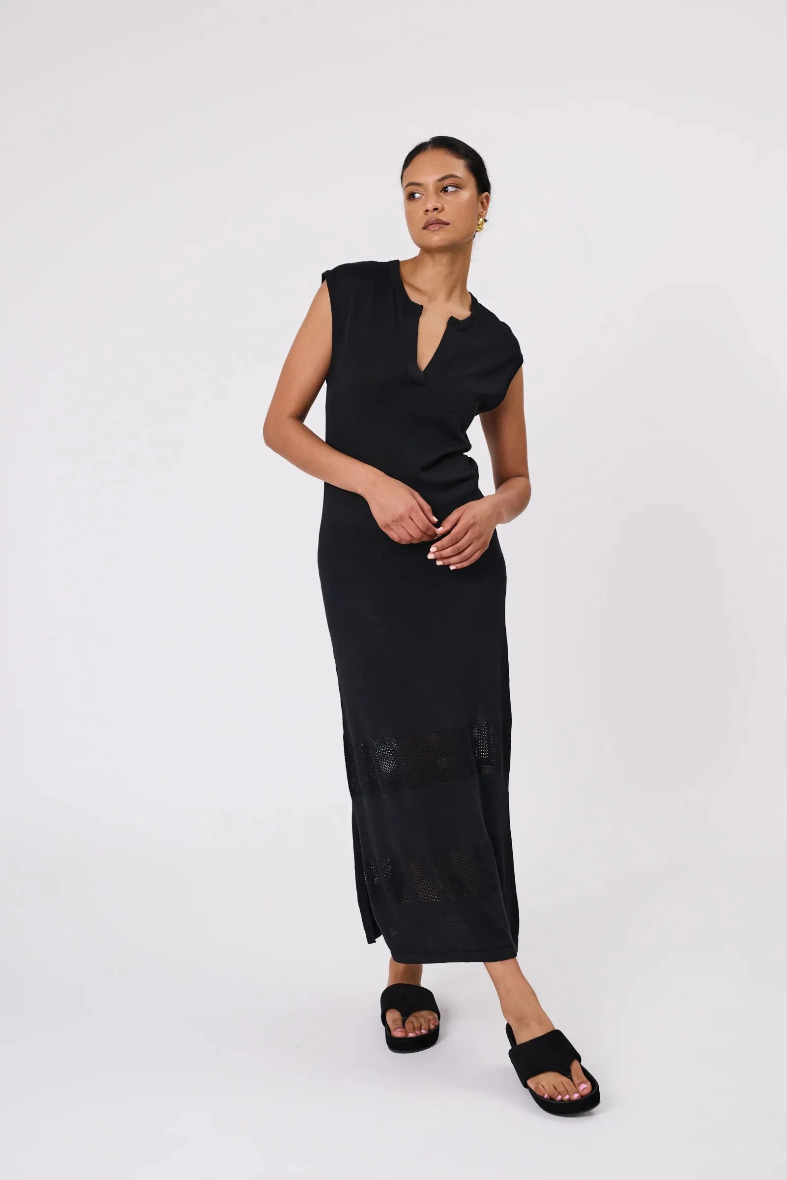 Prima Knit Maxi Dress - Black