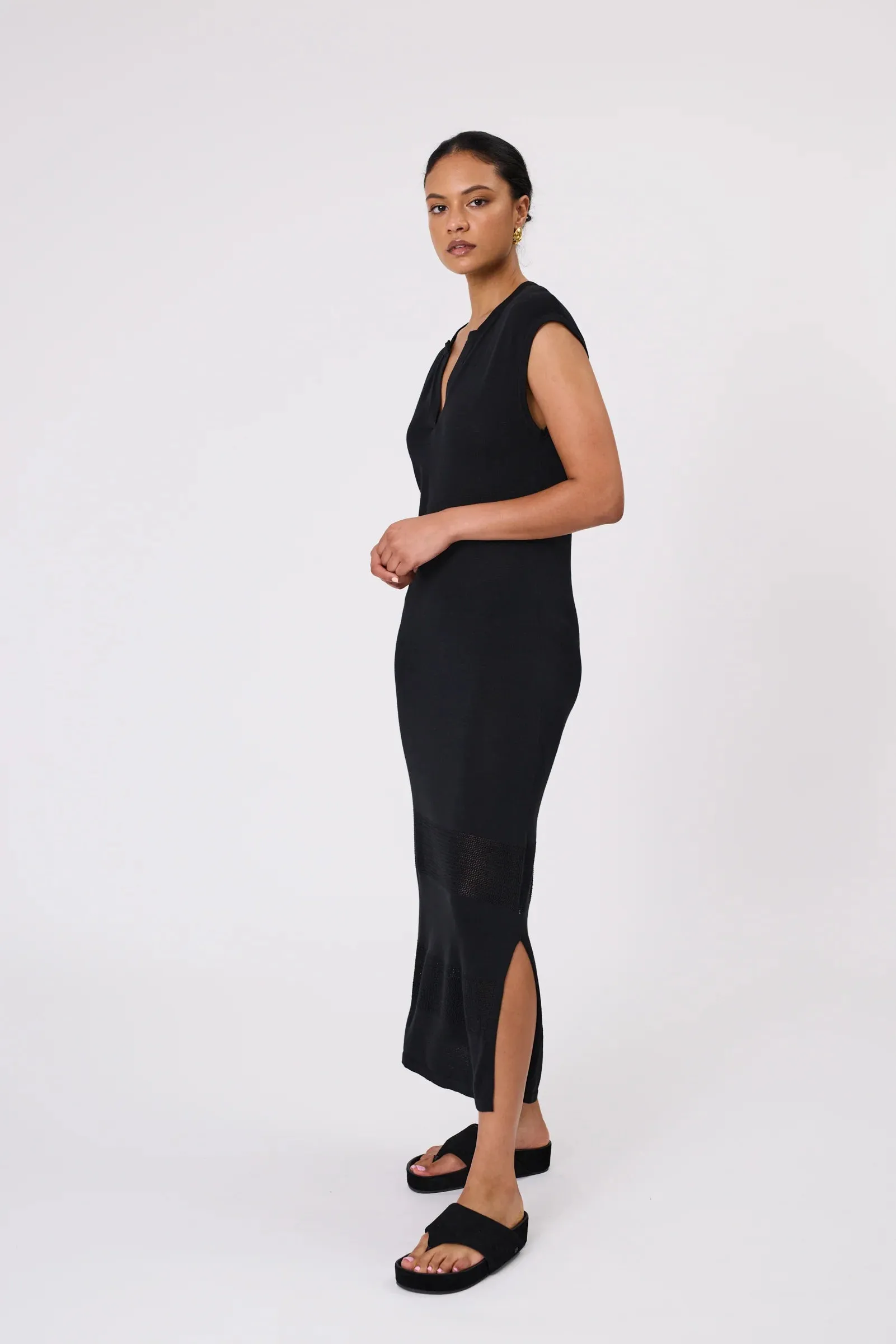 Prima Knit Maxi Dress - Black