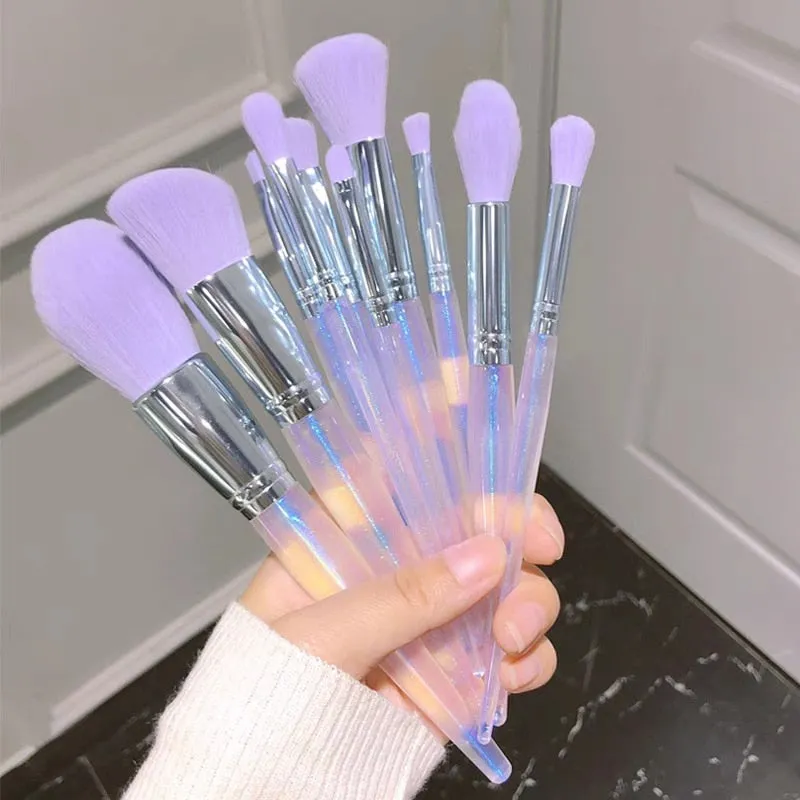 Purple/Crystal Makeup Brushes Set