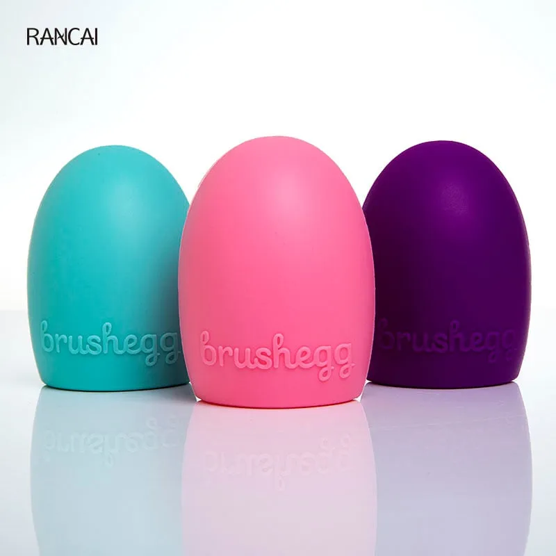 RANCAI 1pcs Silicone Egg Brush Cleaning Brushegg Cleanser Cleaner Foundation Powder Clean tools for Cosmetic Makeup Brushes