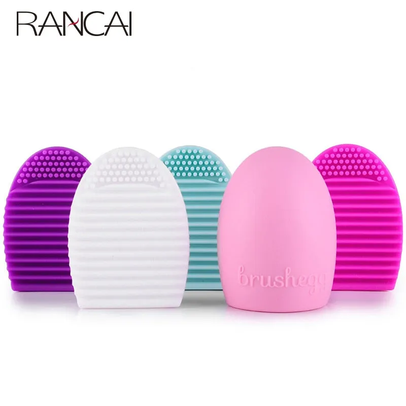 RANCAI 1pcs Silicone Egg Brush Cleaning Brushegg Cleanser Cleaner Foundation Powder Clean tools for Cosmetic Makeup Brushes
