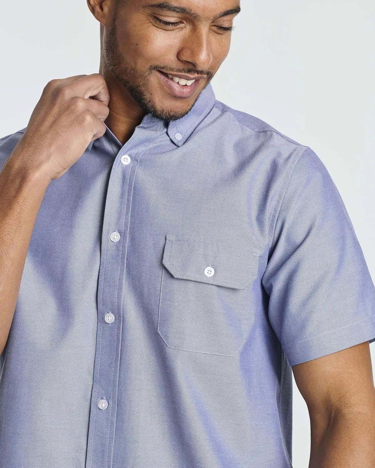 Real Essentials 3 Pack Men's Short-Sleeve Oxford Solid Button Down Collar Casual Shirts with Pocket (Available in Big & Tall)