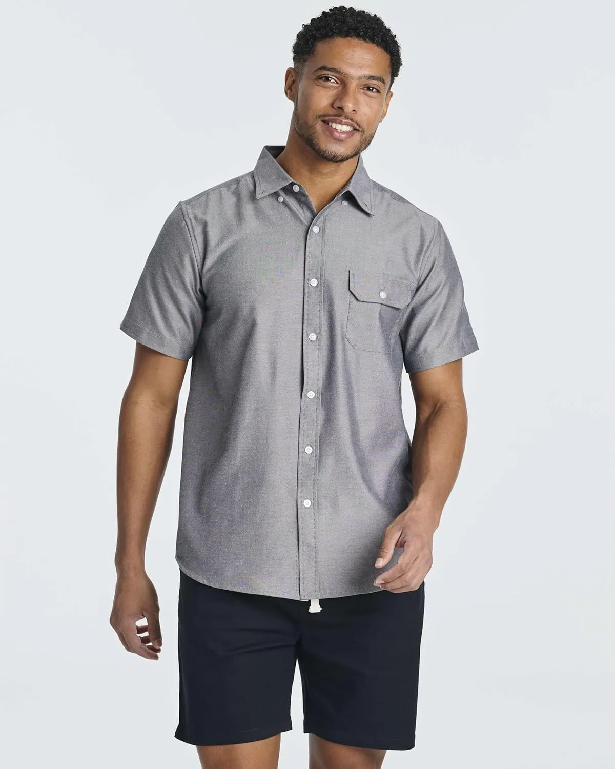 Real Essentials 3 Pack Men's Short-Sleeve Oxford Solid Button Down Collar Casual Shirts with Pocket (Available in Big & Tall)