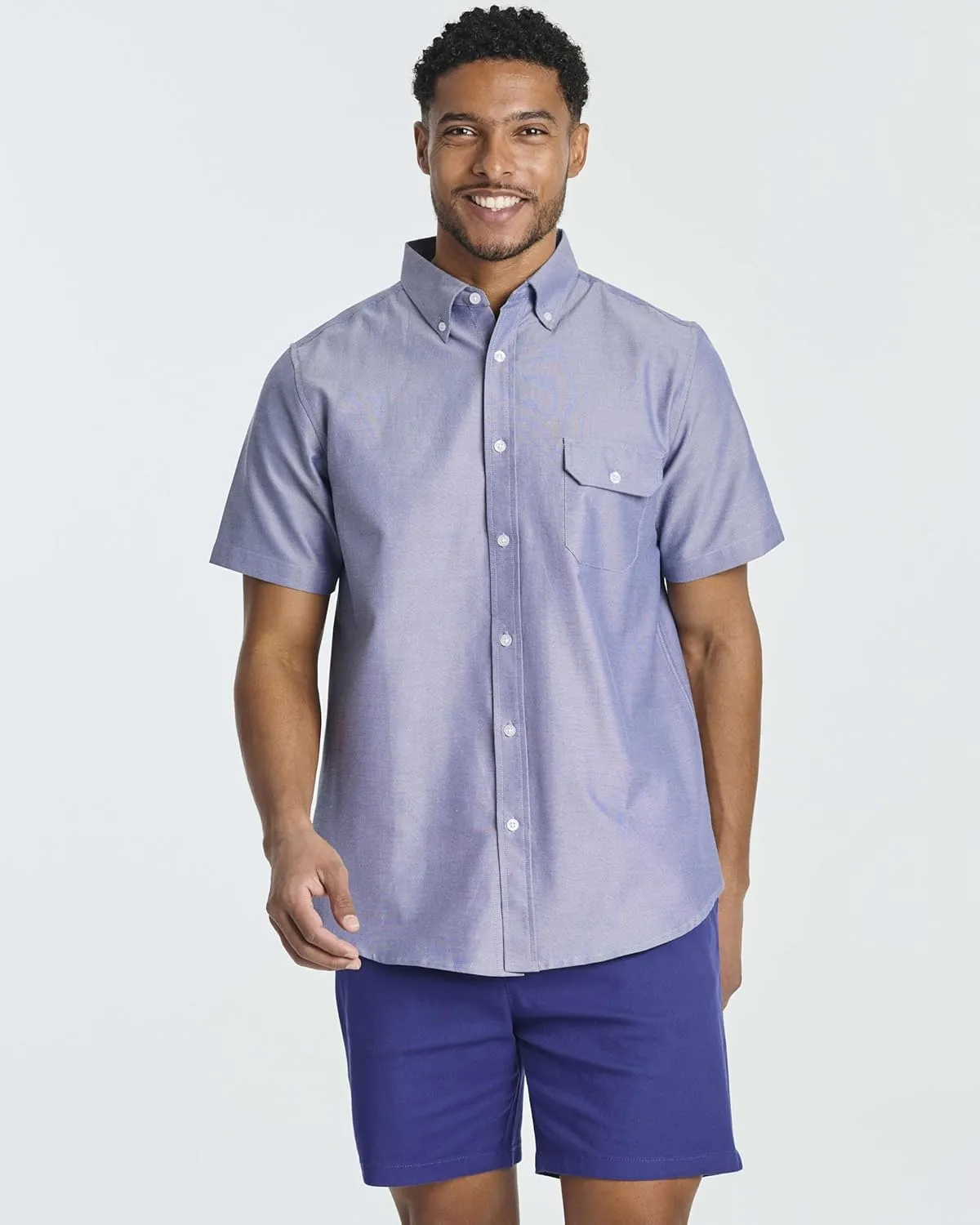 Real Essentials 3 Pack Men's Short-Sleeve Oxford Solid Button Down Collar Casual Shirts with Pocket (Available in Big & Tall)