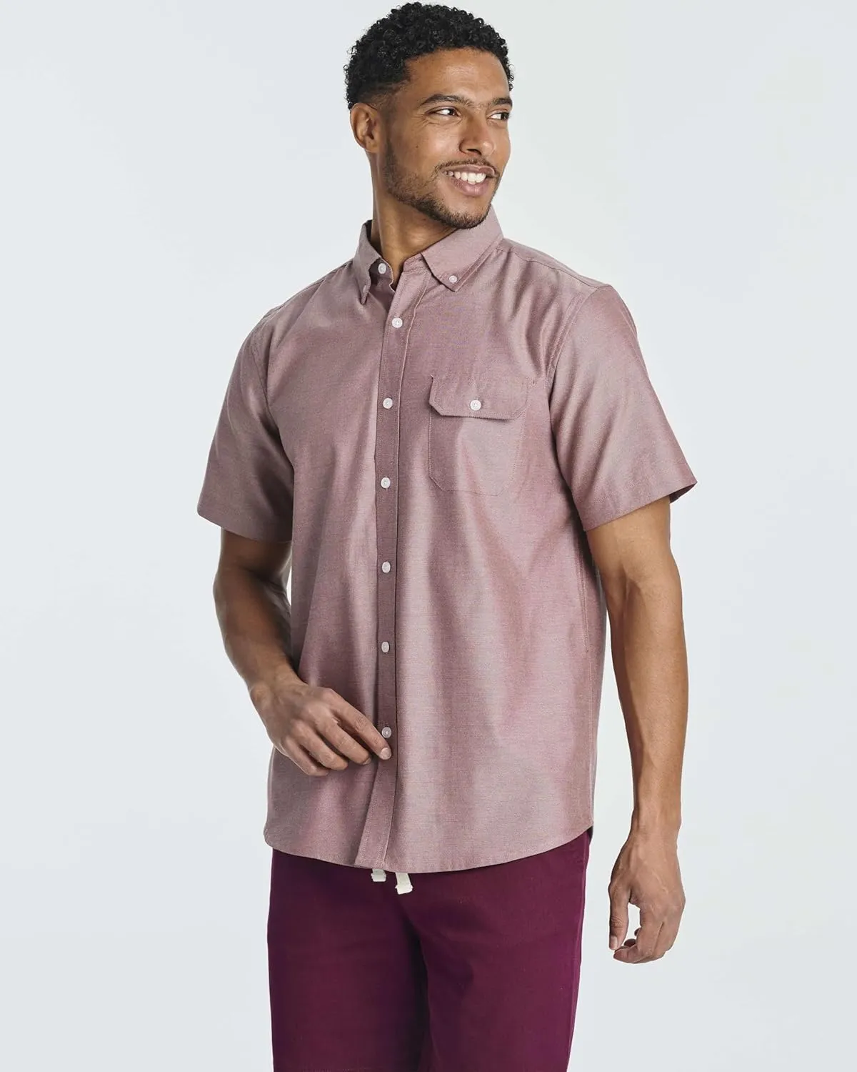 Real Essentials 3 Pack Men's Short-Sleeve Oxford Solid Button Down Collar Casual Shirts with Pocket (Available in Big & Tall)