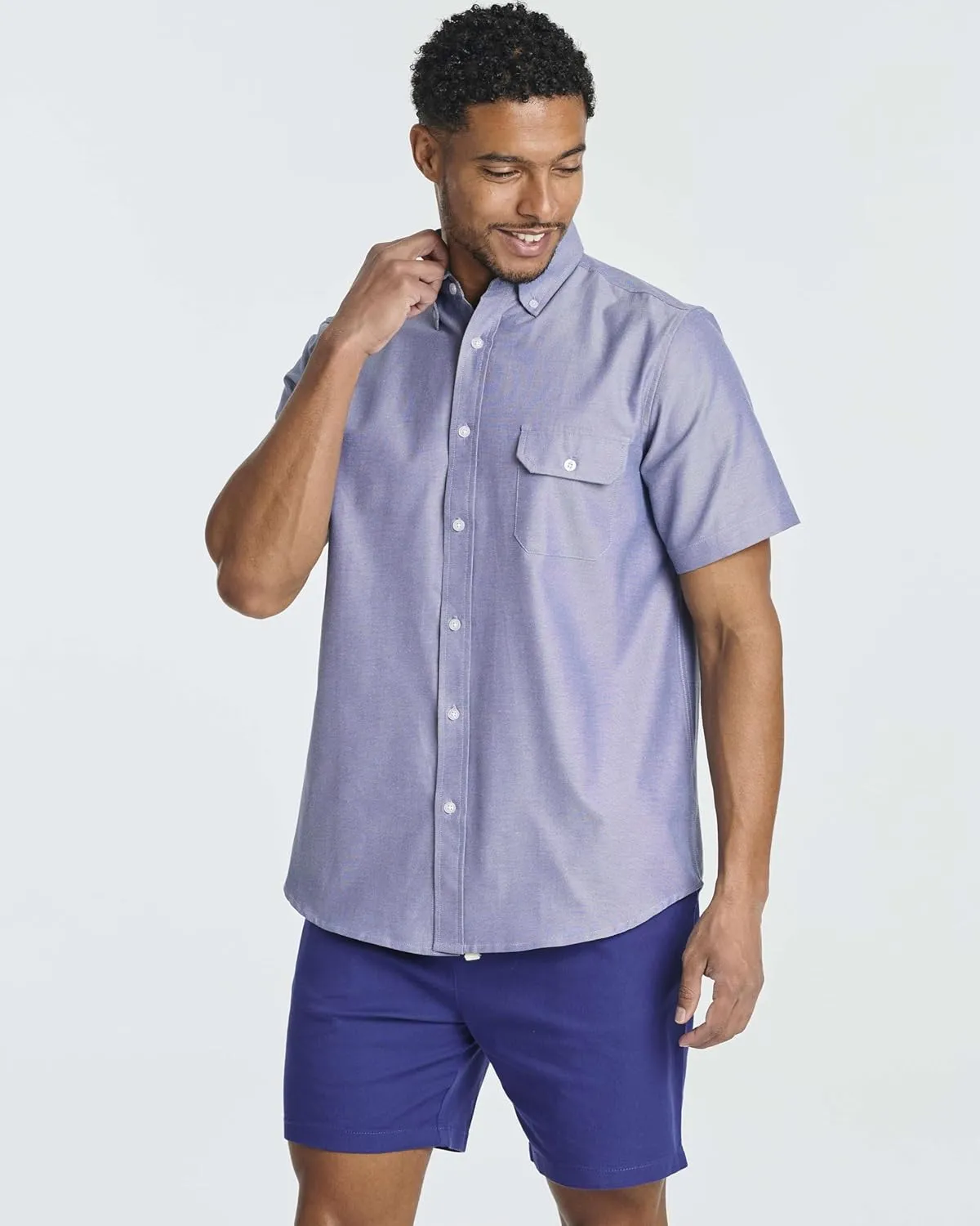 Real Essentials 3 Pack Men's Short-Sleeve Oxford Solid Button Down Collar Casual Shirts with Pocket (Available in Big & Tall)