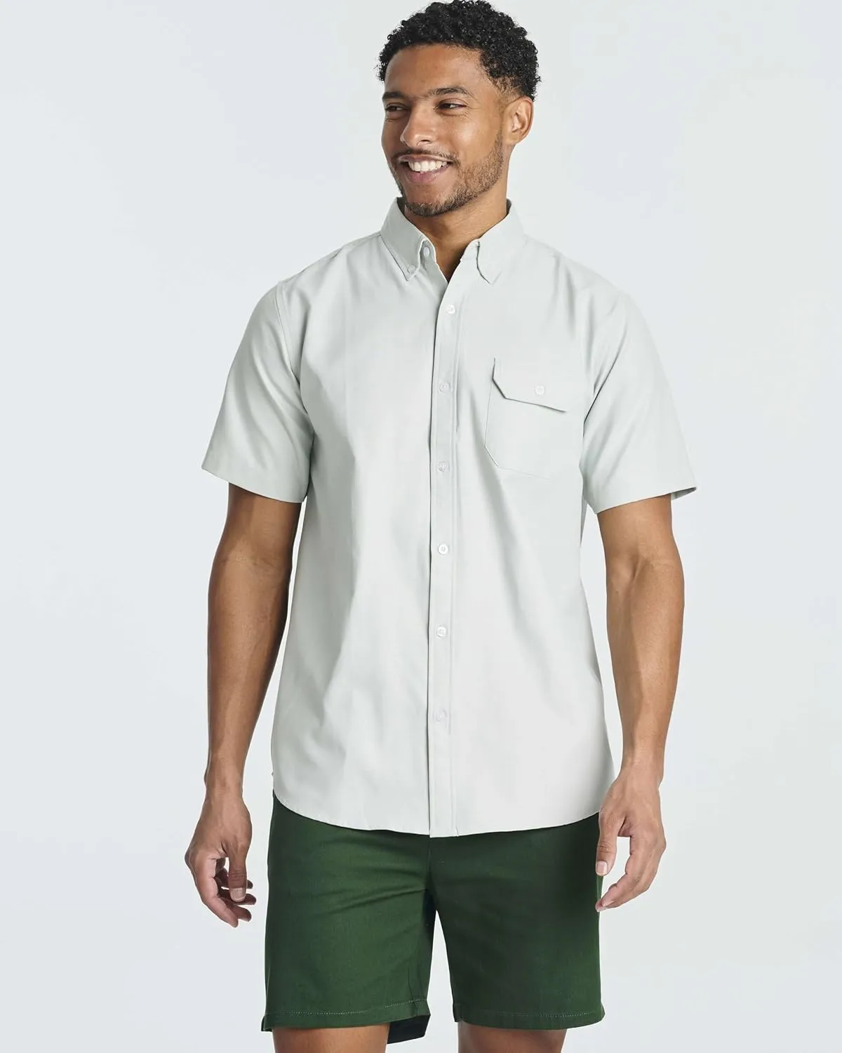 Real Essentials 3 Pack Men's Short-Sleeve Oxford Solid Button Down Collar Casual Shirts with Pocket (Available in Big & Tall)