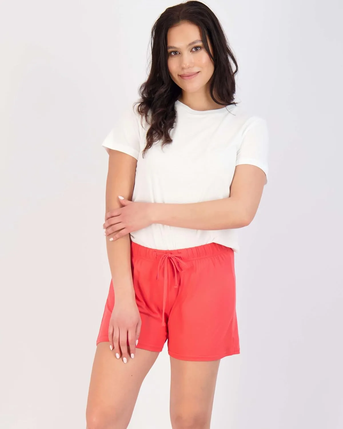 Real Essentials 3 Pack: Womens Ultra-Soft Comfy Stretch Pajama Lounge Shorts Elegant Sleepwear(Available In Plus Size)
