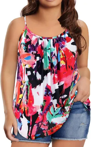 RITERA Women's Plus Size Tank Tops Flowy Tops Adjustable Strappy Loose Shirts XL-5XL