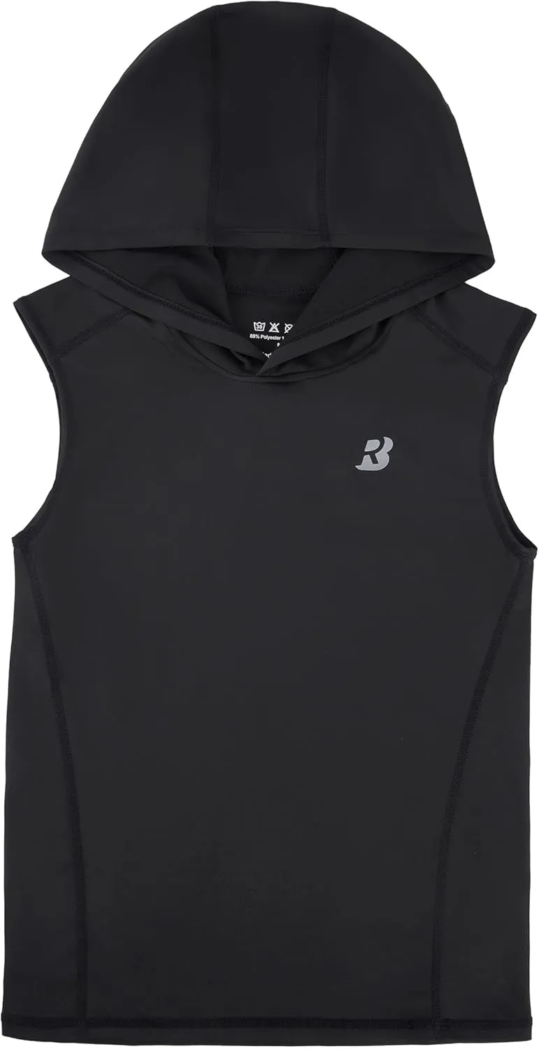 Roadbox Boys Tank Tops Athletic Hoodie Shirts, Sleeveless Quick Dry Sport Workout Active T-Shirt for Kids Youth