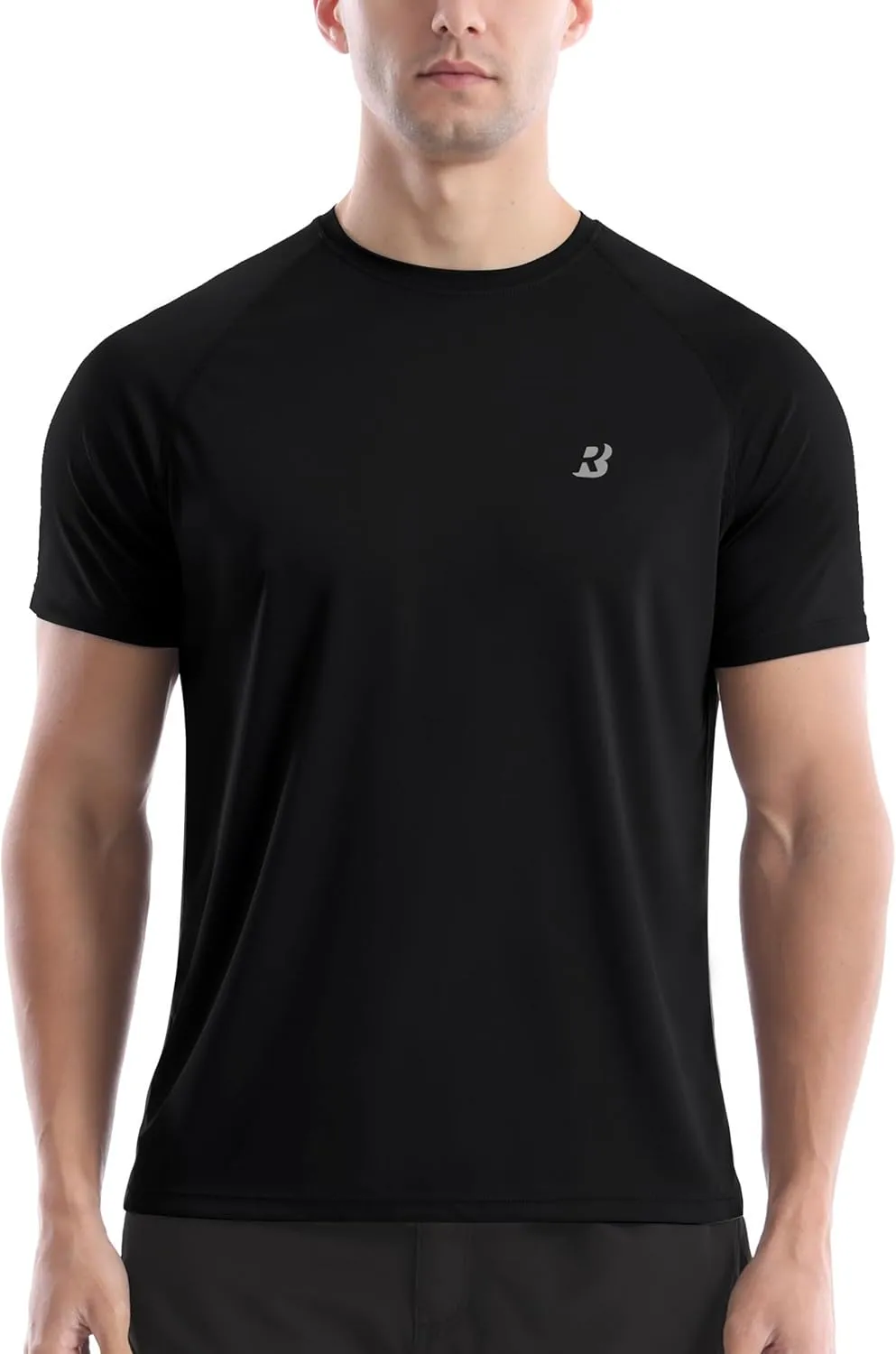 Roadbox Men's Rash Guard Short Sleeve, UPF 50  UV Sun Protection Swim Shirts, Quick Dry Lightweight Water Surf Beach T-Shirt
