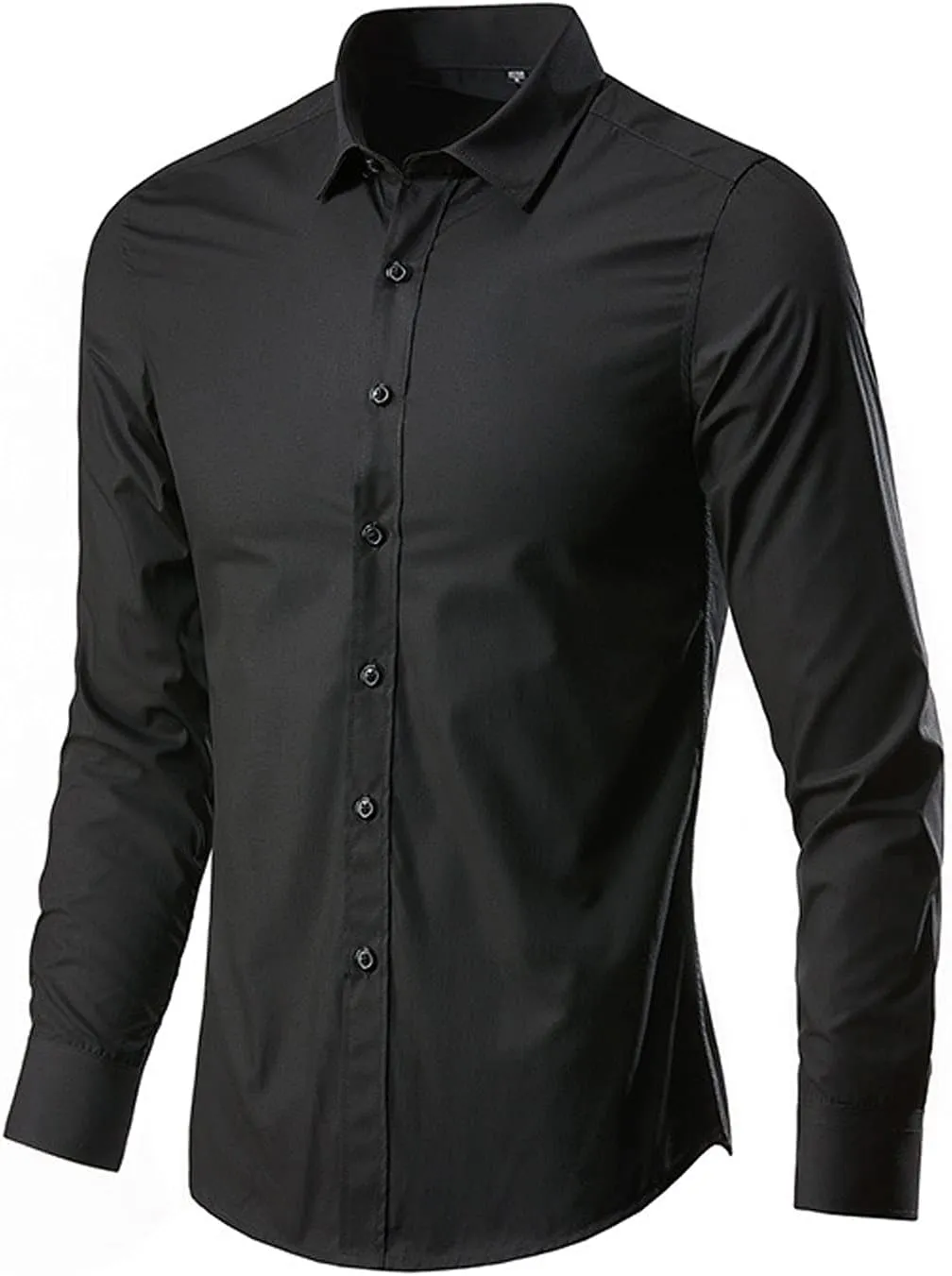 RTTUIOP Men's Dress Shirts Long Sleeve Stretch Wrinkle-Free Solid Formal Slim Fit Button Down Shirt