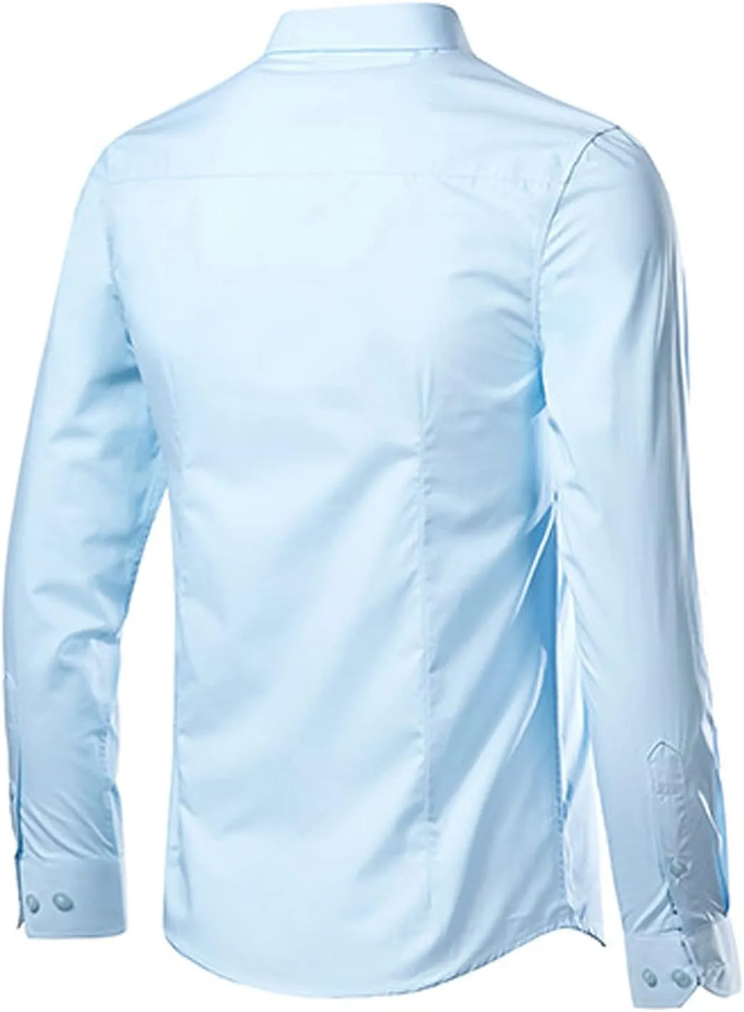 RTTUIOP Men's Dress Shirts Long Sleeve Stretch Wrinkle-Free Solid Formal Slim Fit Button Down Shirt