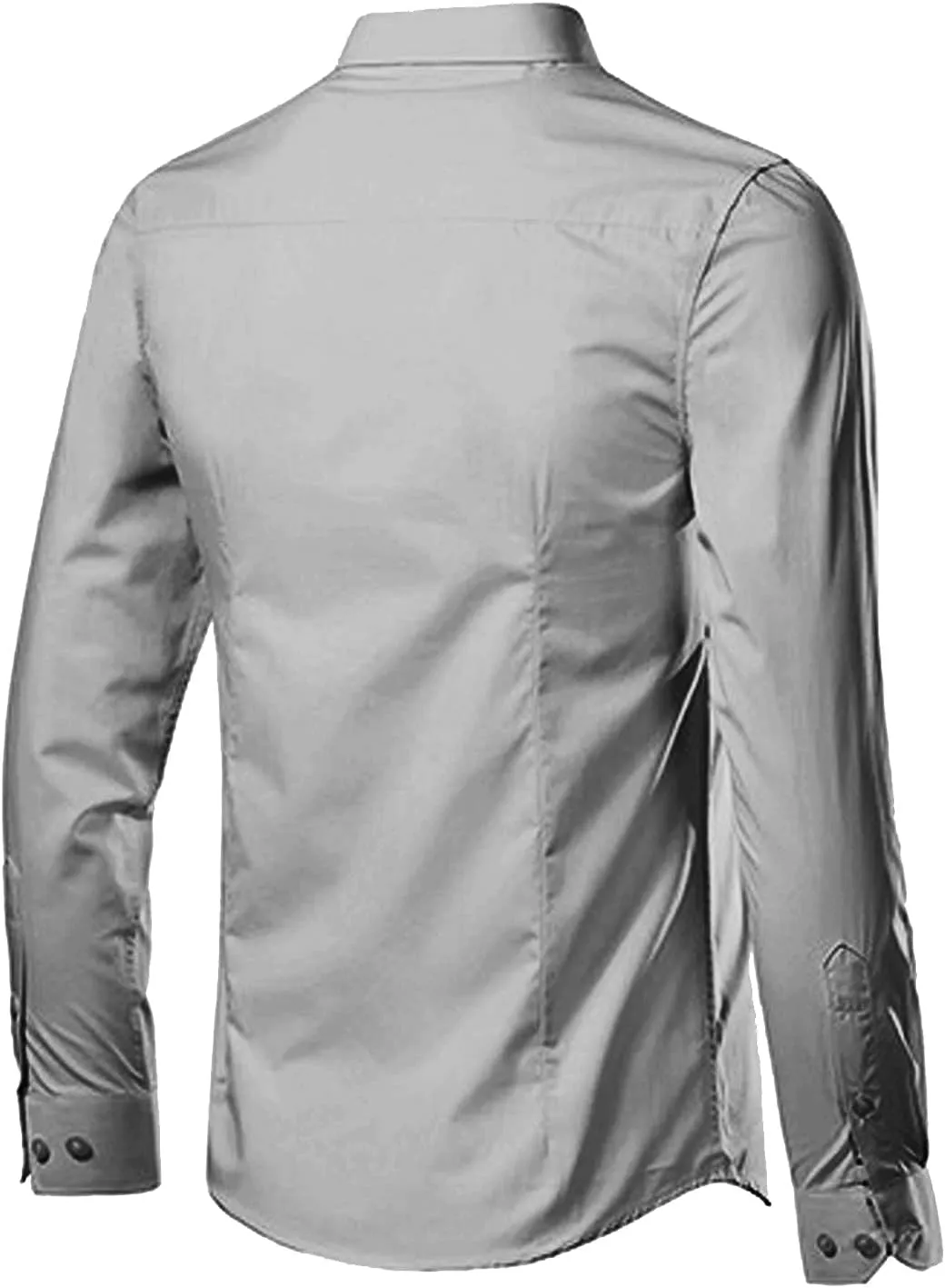 RTTUIOP Men's Dress Shirts Long Sleeve Stretch Wrinkle-Free Solid Formal Slim Fit Button Down Shirt