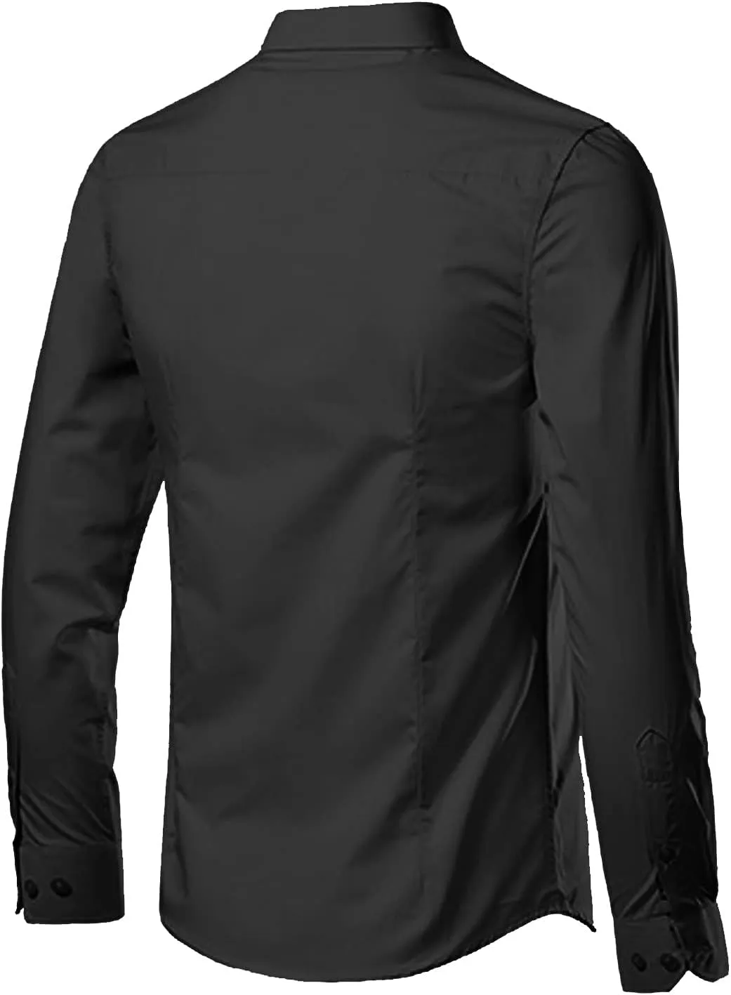RTTUIOP Men's Dress Shirts Long Sleeve Stretch Wrinkle-Free Solid Formal Slim Fit Button Down Shirt