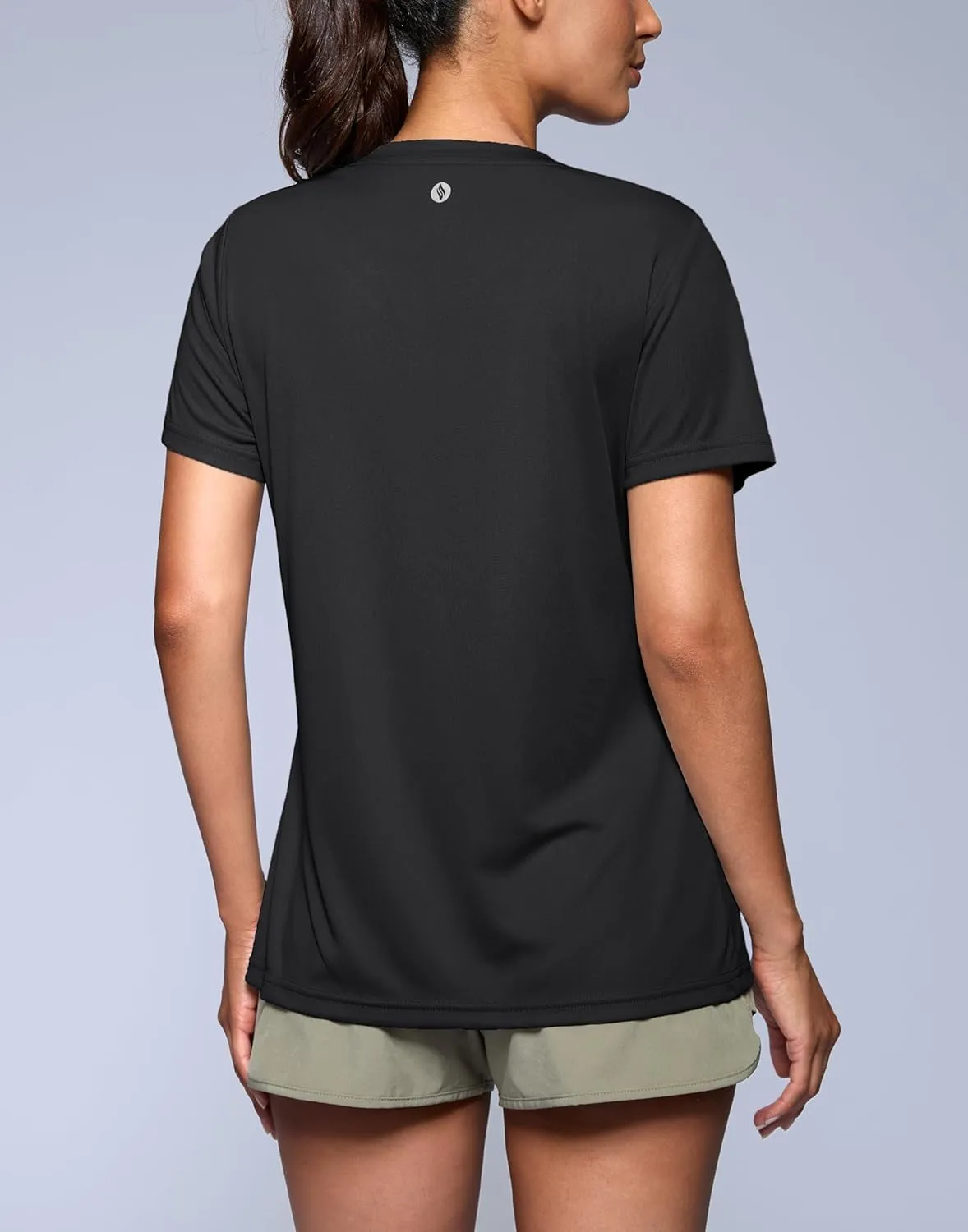SANTINY Women's V Neck Short Sleeve Shirts Uv Protectioin Moisture Wicking Hiking Workout Athletic T Shirts for Women