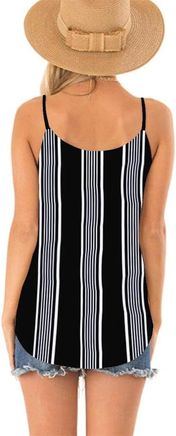 SAUKOLE Women's Adjustable Spaghetti Strap Shirts Blouses V Neck Floral Print Summer Sleeveless Casual Tank Tops