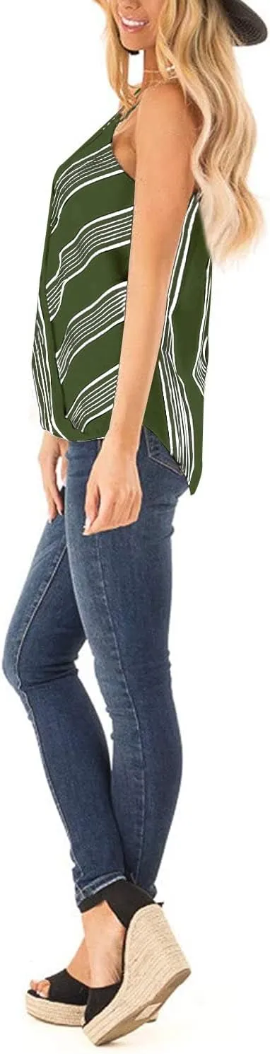 SAUKOLE Women's Adjustable Spaghetti Strap Shirts Blouses V Neck Floral Print Summer Sleeveless Casual Tank Tops