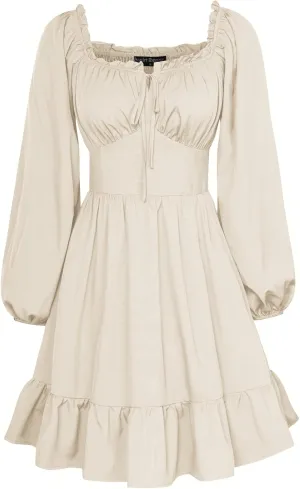 Scarlet Darkness Renaissance Corset Dress Long Lantern Sleeve Off The Shoulder Mini Dress