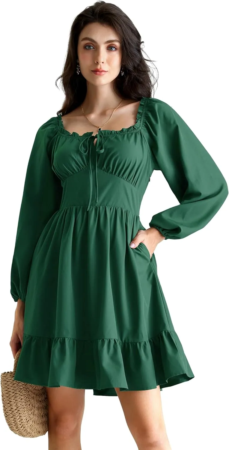 Scarlet Darkness Renaissance Corset Dress Long Lantern Sleeve Off The Shoulder Mini Dress