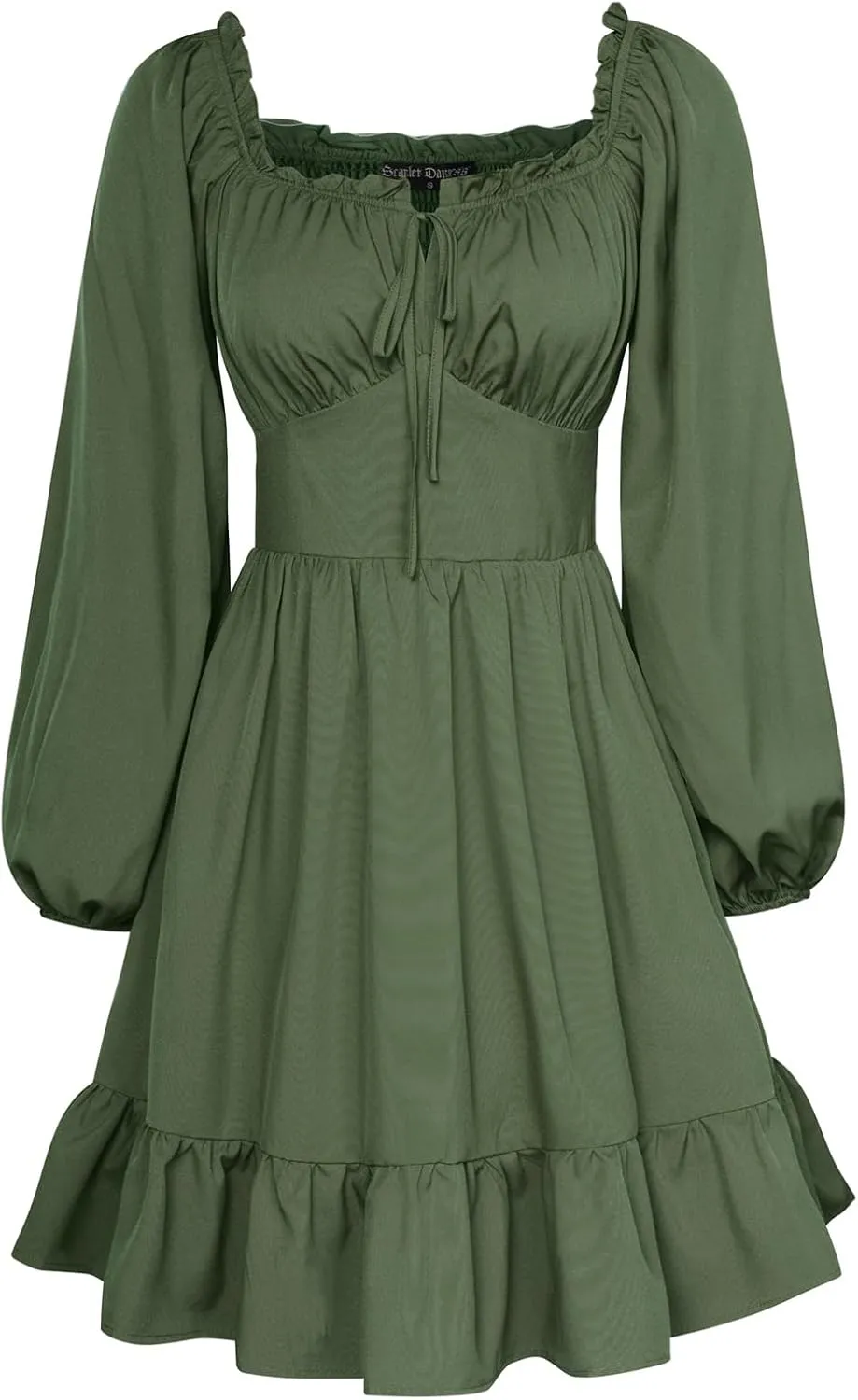 Scarlet Darkness Renaissance Corset Dress Long Lantern Sleeve Off The Shoulder Mini Dress