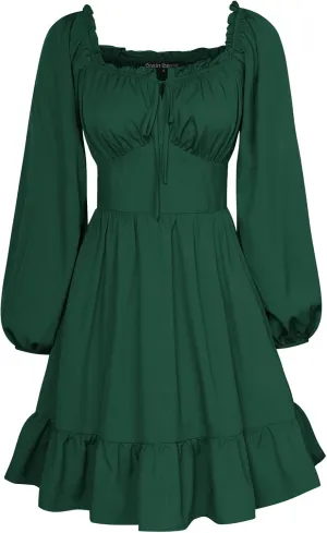 Scarlet Darkness Renaissance Corset Dress Long Lantern Sleeve Off The Shoulder Mini Dress