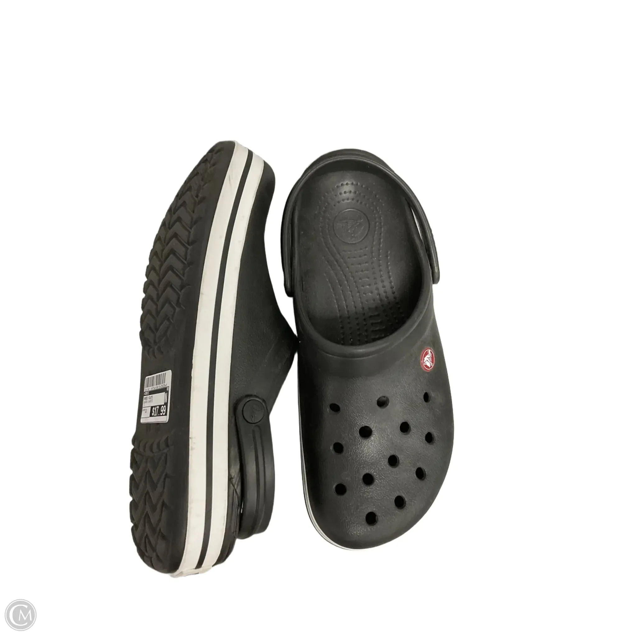 Shoes Flats By Crocs In Black & White, Size: 11