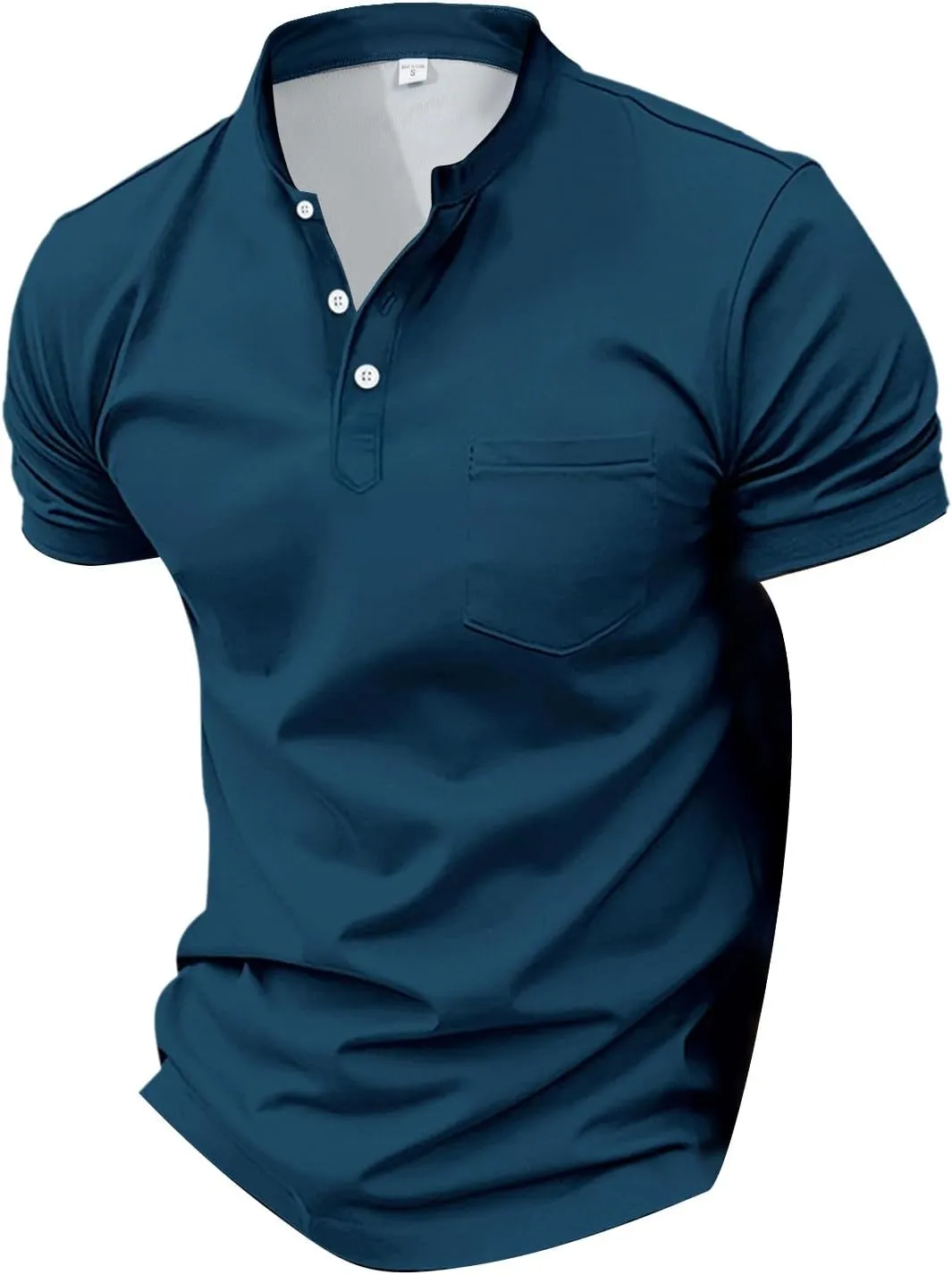 Short Sleeve Muscle Henley T-Shirts for Men Casual Cotton Gym Workout Athletic V Neck Tees Quick Dry Summer Work Polo Shirts