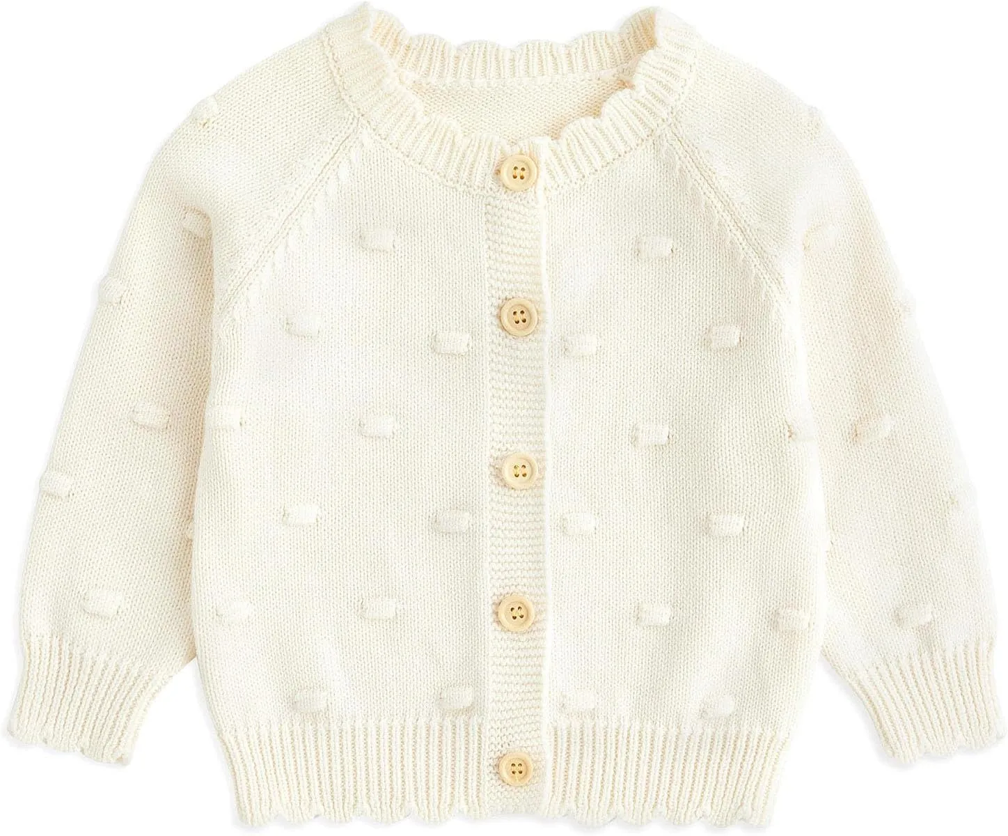 Simplee kids Baby Girl Knit Cardigan Sweater Cream Cotton Autumn Coat