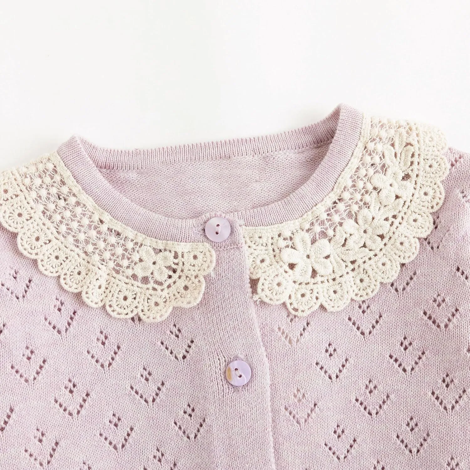 Simplee kids Baby Girl Knit Cardigan Sweater Cream Cotton Autumn Coat