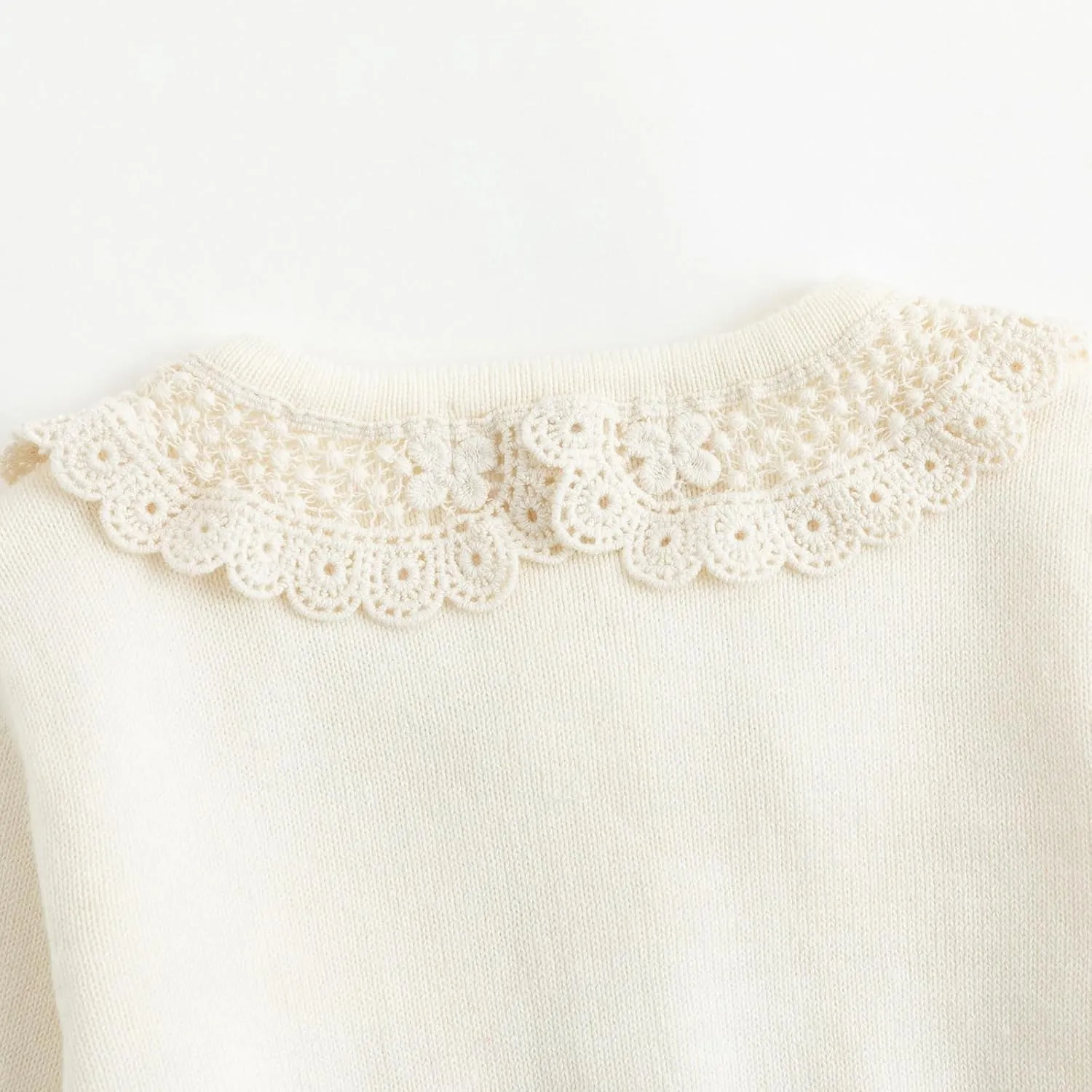 Simplee kids Baby Girl Knit Cardigan Sweater Cream Cotton Autumn Coat