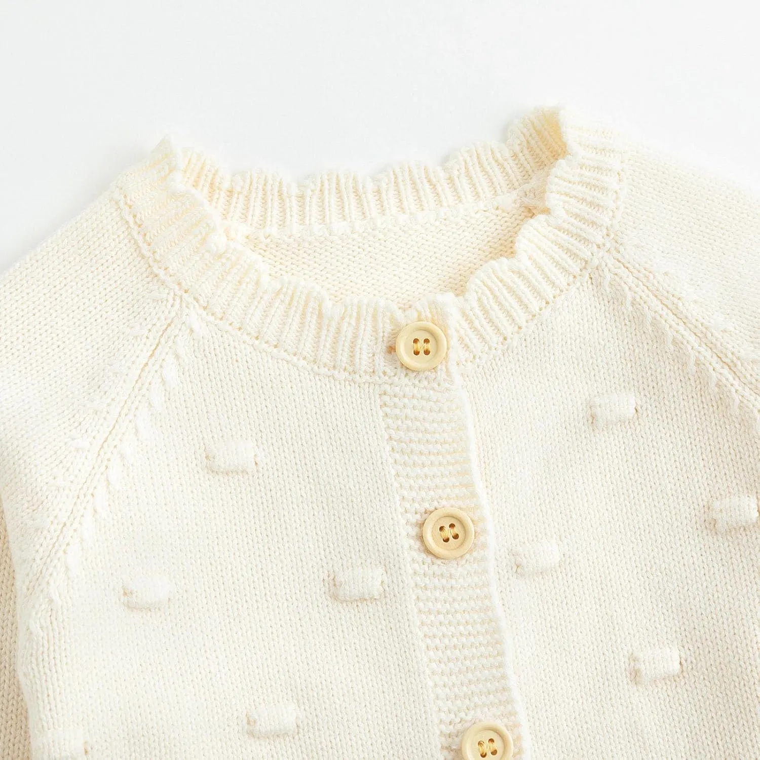 Simplee kids Baby Girl Knit Cardigan Sweater Cream Cotton Autumn Coat