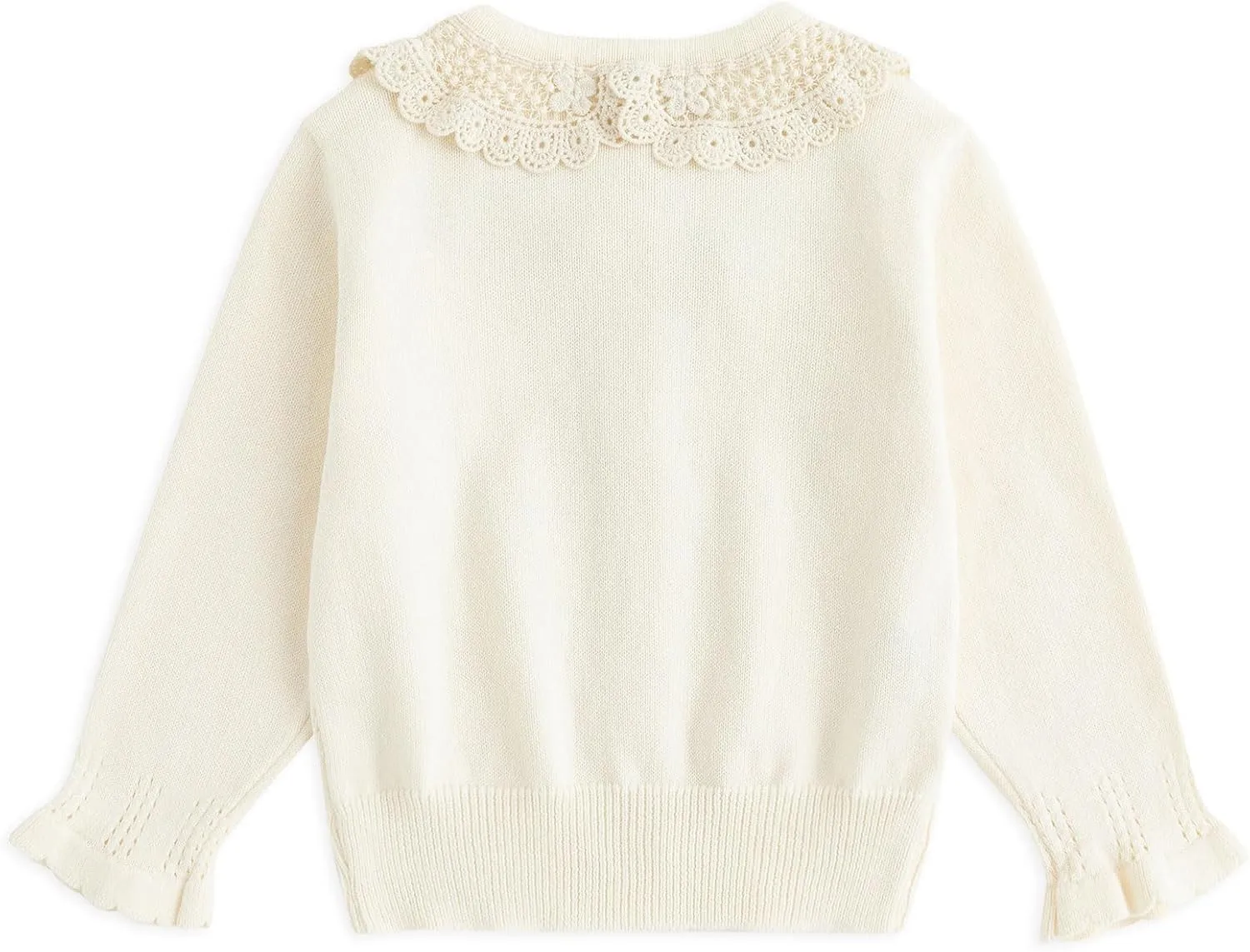 Simplee kids Baby Girl Knit Cardigan Sweater Cream Cotton Autumn Coat