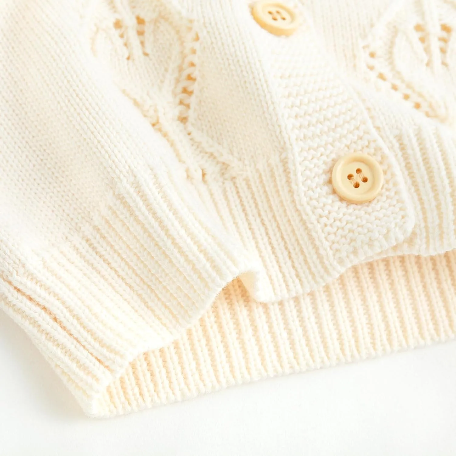 Simplee kids Baby Girl Knit Cardigan Sweater Cream Cotton Autumn Coat
