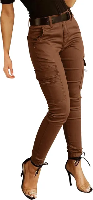 Skinny Cargo Pants for Women High Waist Lightweight Dressy Casual Trouser Slim Fit Stretch Multi Pockets Suit Pencil Pants