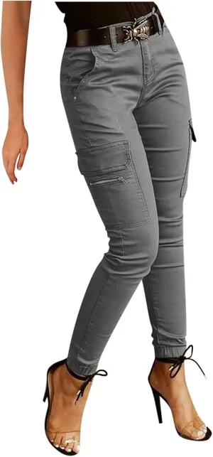 Skinny Cargo Pants for Women High Waist Lightweight Dressy Casual Trouser Slim Fit Stretch Multi Pockets Suit Pencil Pants
