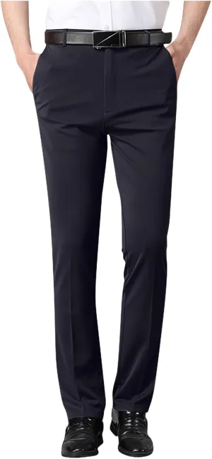 Slim Fit Straight Leg Office Pants for Men Thin Plain Business Casual Trousers Daily Going Out Work Suit Pant