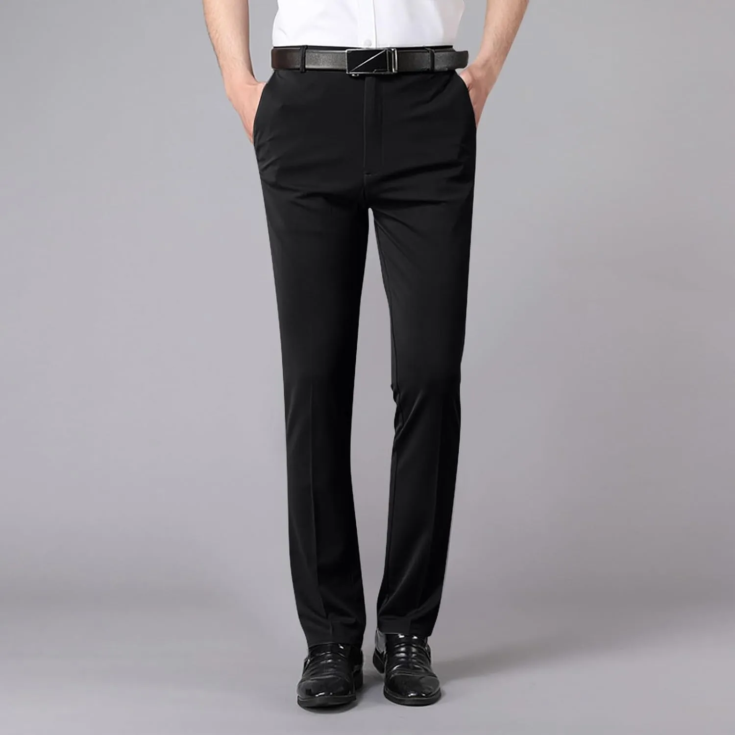 Slim Fit Straight Leg Office Pants for Men Thin Plain Business Casual Trousers Daily Going Out Work Suit Pant
