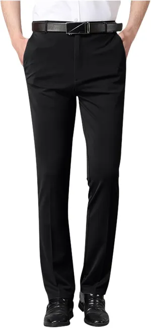 Slim Fit Straight Leg Office Pants for Men Thin Plain Business Casual Trousers Daily Going Out Work Suit Pant