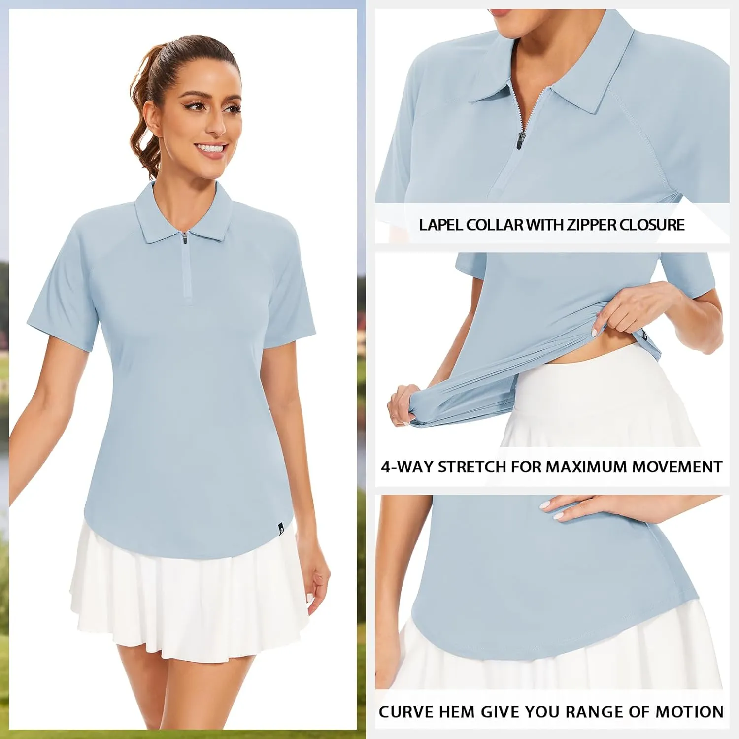 Soneven Women's Sleeveless Golf Shirts Ribbed Golf Tanks Tops UPF50  Athletic Racerback Polo Shirts Tennis Tops
