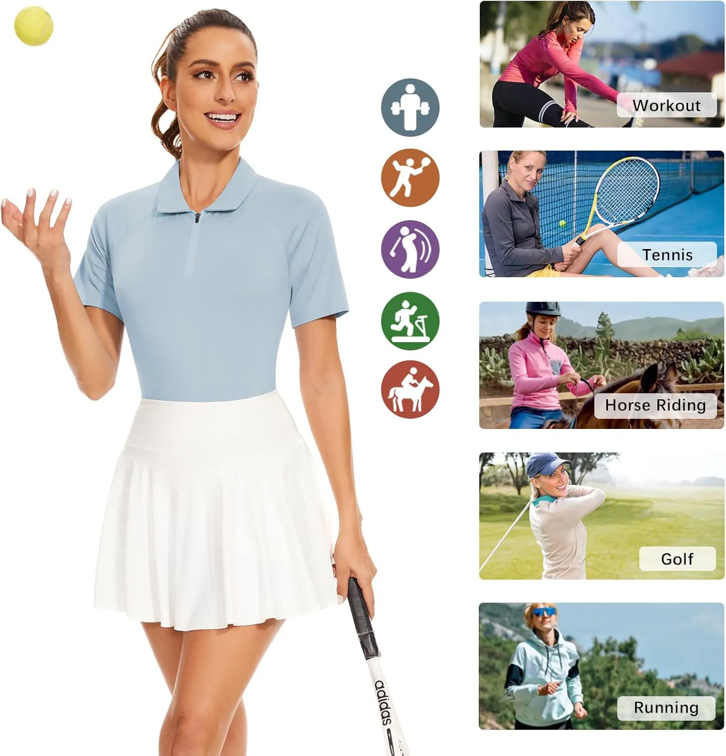 Soneven Women's Sleeveless Golf Shirts Ribbed Golf Tanks Tops UPF50  Athletic Racerback Polo Shirts Tennis Tops
